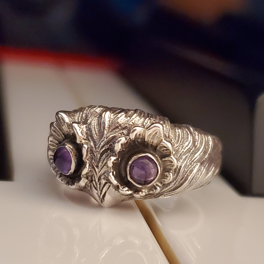 925 Hoot For Owls Amethyst Ring